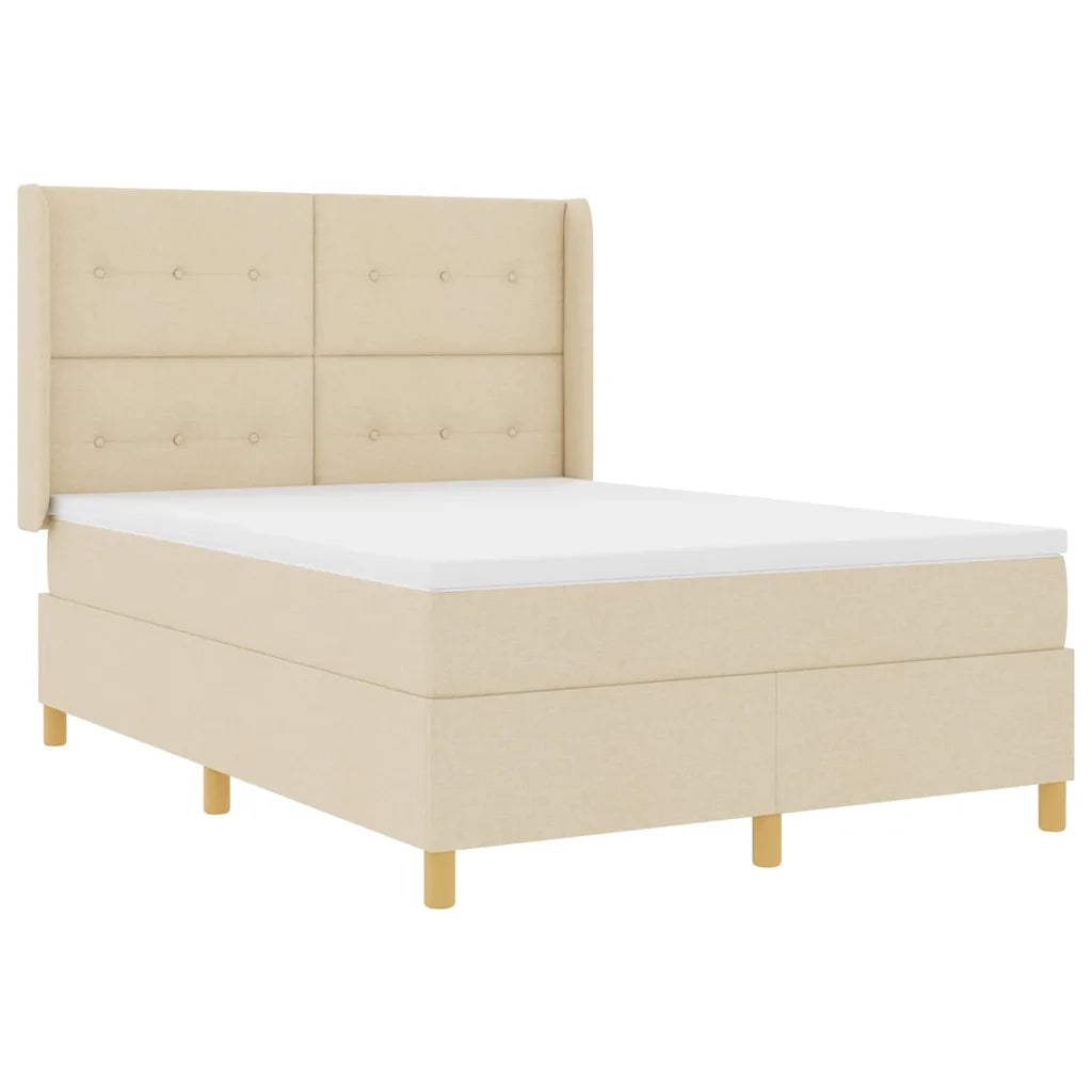 Letto a molle con cuscino Crema 140 x 200 cm Tessuto 3343698