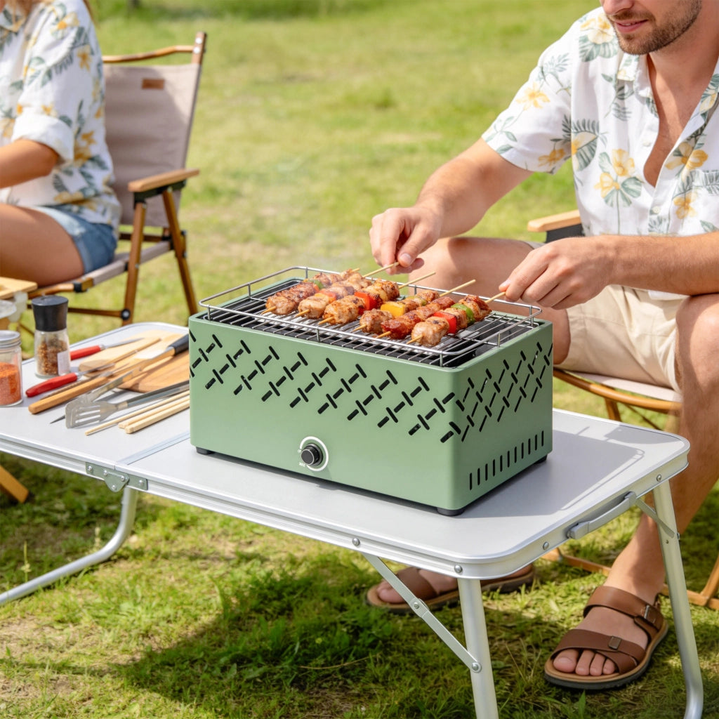Barbecue Portatile a Carbone ¨C zephmum ¨C Verde Chiaro