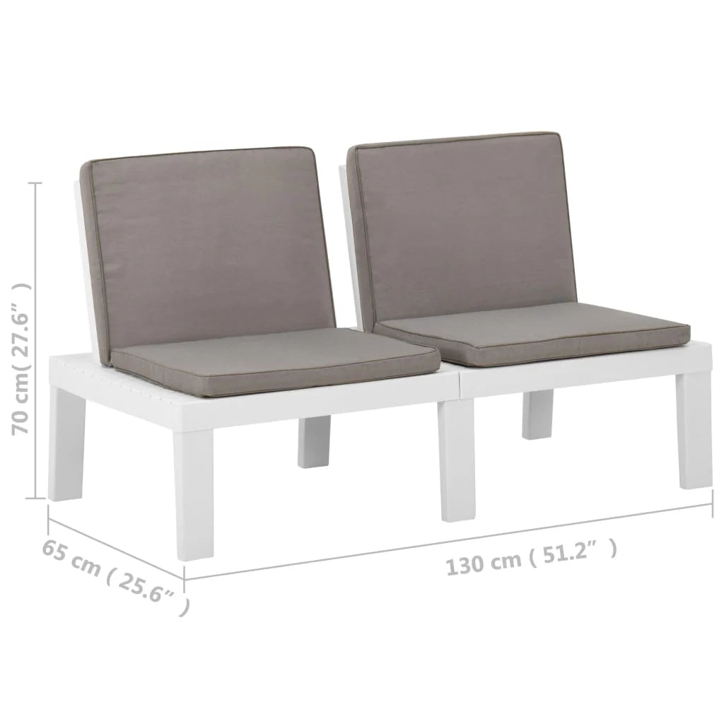 Panca da giardino mobili da esterno per patio set da giardino con cuscino in plastica bianca 02_0011812