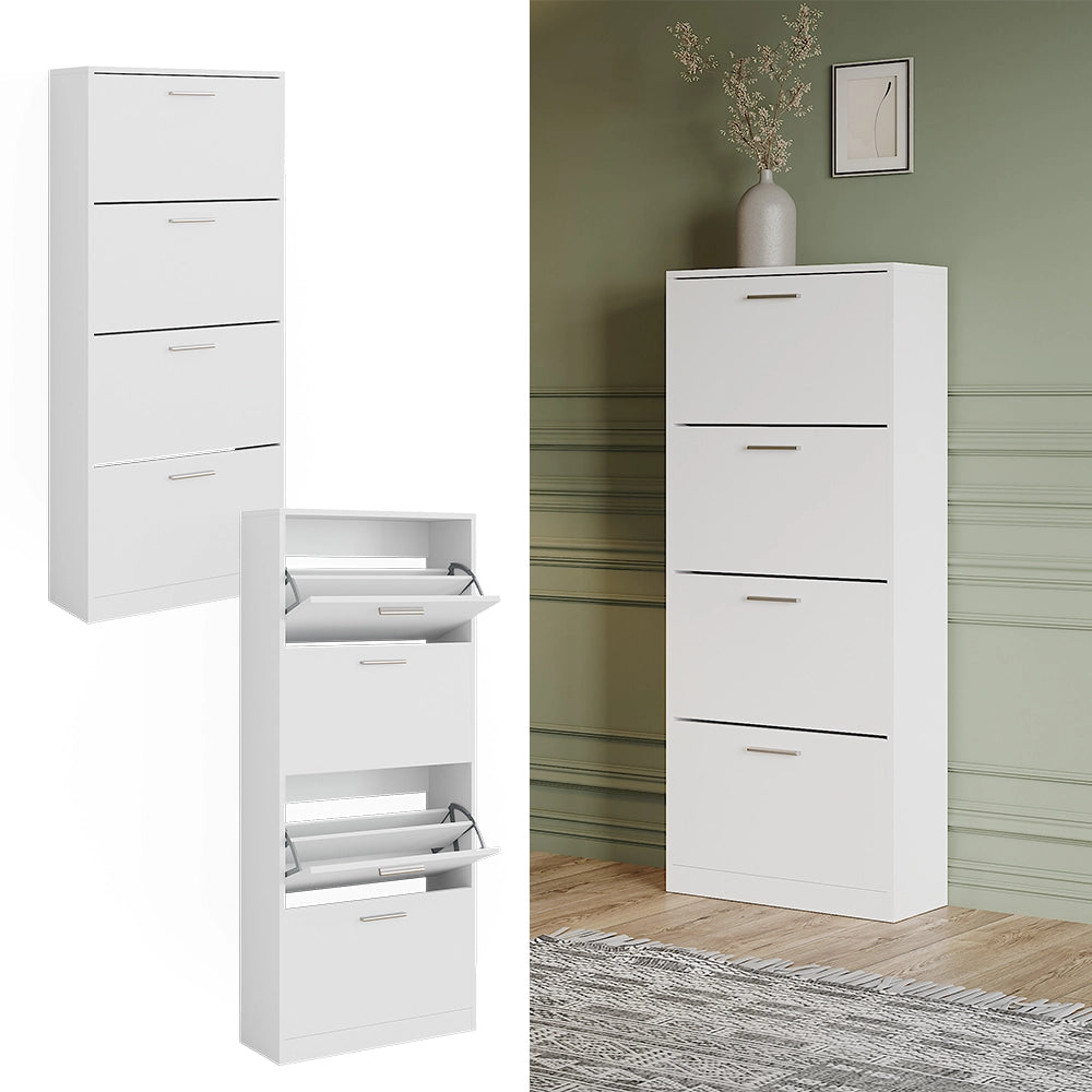Vicco Scarpiera Bianco 59 x 137 cm con 4 scomparti