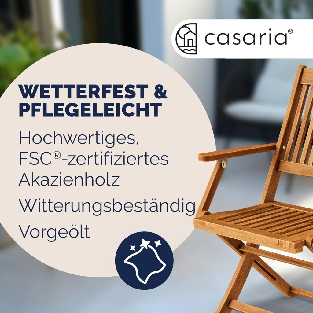 Deuba 2 Sedie da Giardino Sydney Set Pranzo Pieghevoli Legno di Acacia braccioli Certificazione FSC