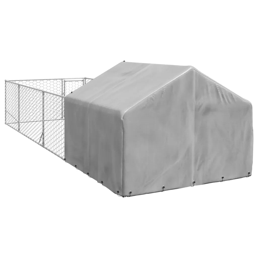 vidaXL Cuccia per Cani da Esterno con Recinto 6x2x1,5m Acciaio Zincato