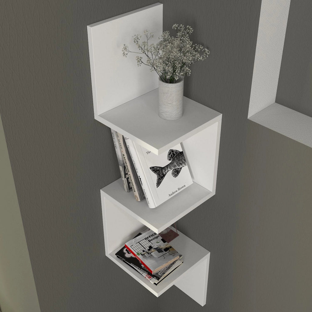 Mensola da parete in legno "Corner" - 25 x 25 x 105 cm - Bianco