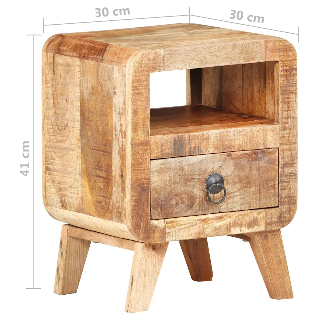 Comodino-Tavolino da notte 30x30x41 cm in Legno di Mango Grezzo