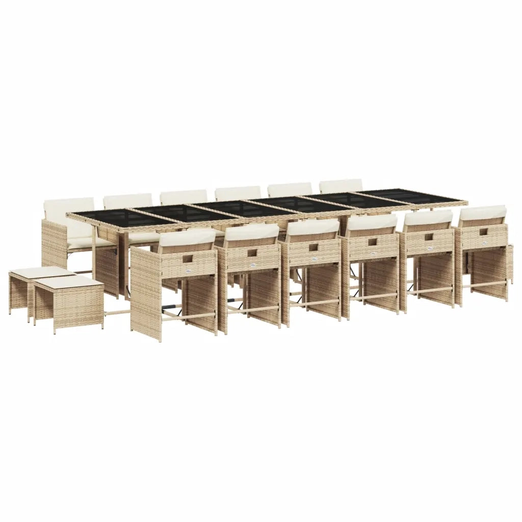 Set da Pranzo da Giardino 17 pz con Cuscini Beige in Polyrattan 3277953