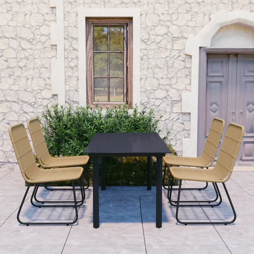 Set da Pranzo da Giardino 5 pz in Polyrattan e Vetro 3060239