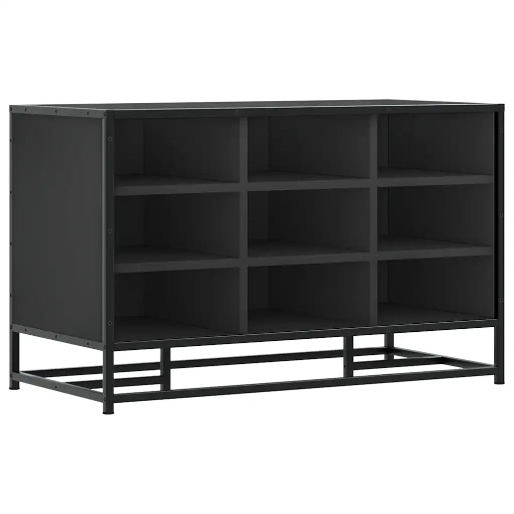 Scarpiera Nera 84x40x53,5 cm in Truciolato e Metallo 849229