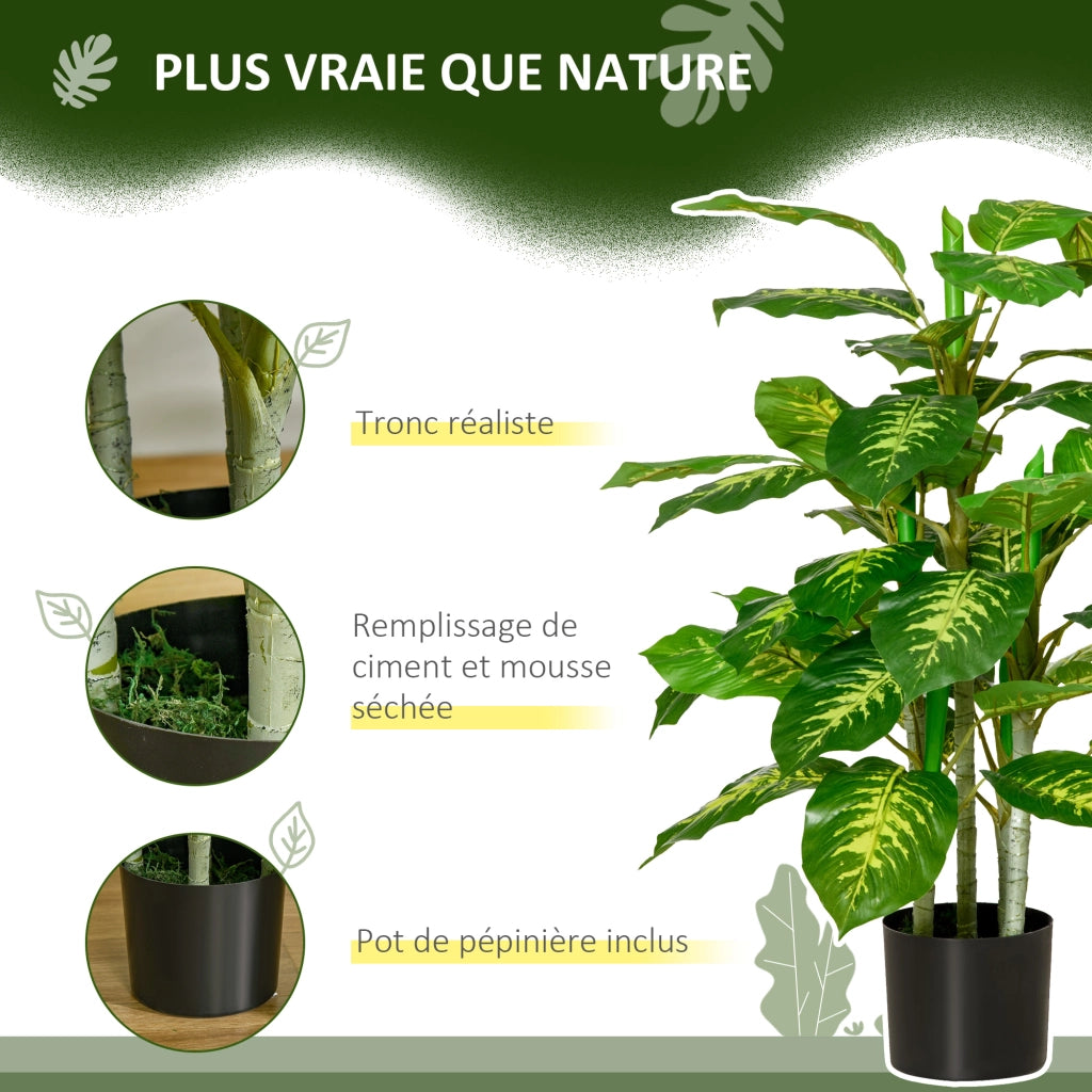 Pianta artificiale Calathea ¨C zephmum ¨C vaso cemento 95 cm