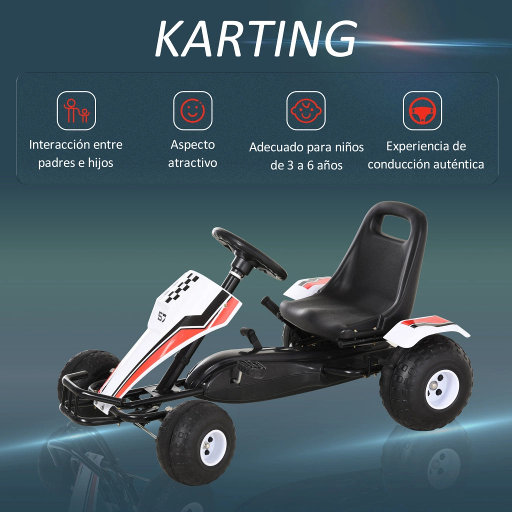 Go Kart a Pedali per Bambini ¨C zephmum ¨C Bianco e Nero 104x66x57 cm