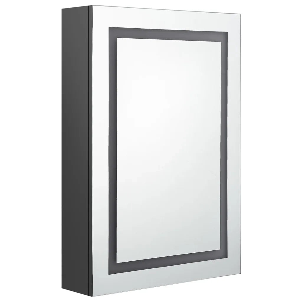 Armadietto Bagno con Specchio e LED Grigio 50x13x70 cm 326490