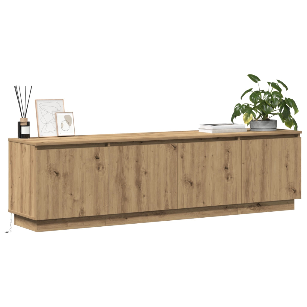 Mobile TV con LED Rovere Artigianale 180x38x49 cm Legno ingegnerizzato