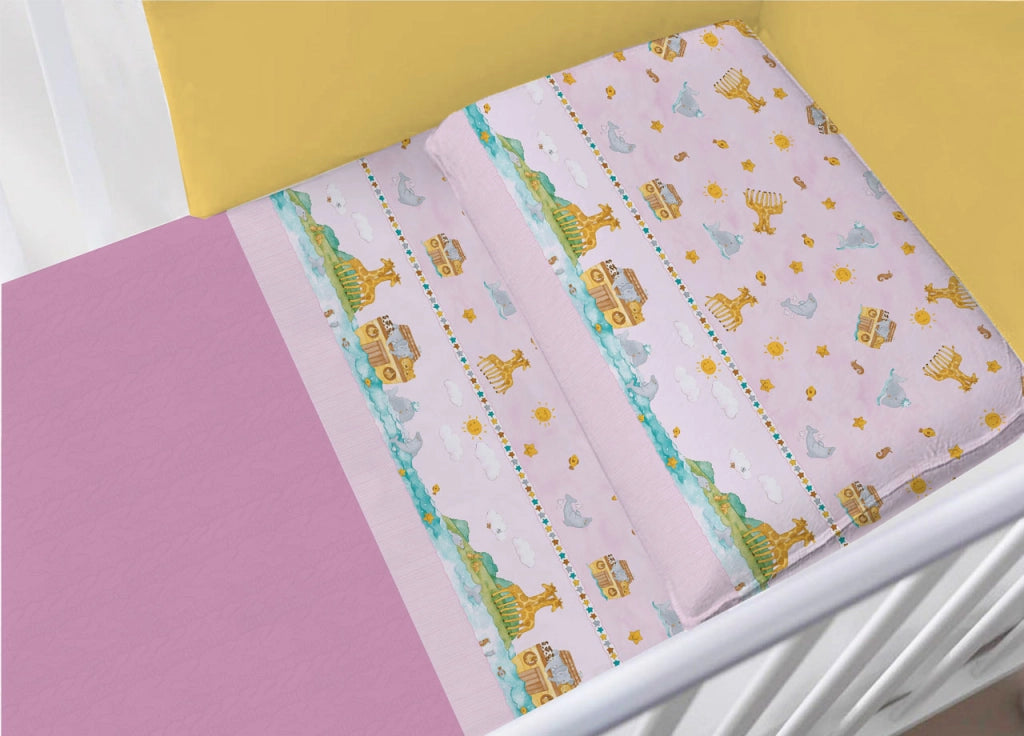 Completo Lenzuola Per Lettino In 100% Cotone Modello 6477 - Lettino - 6477 Rosa