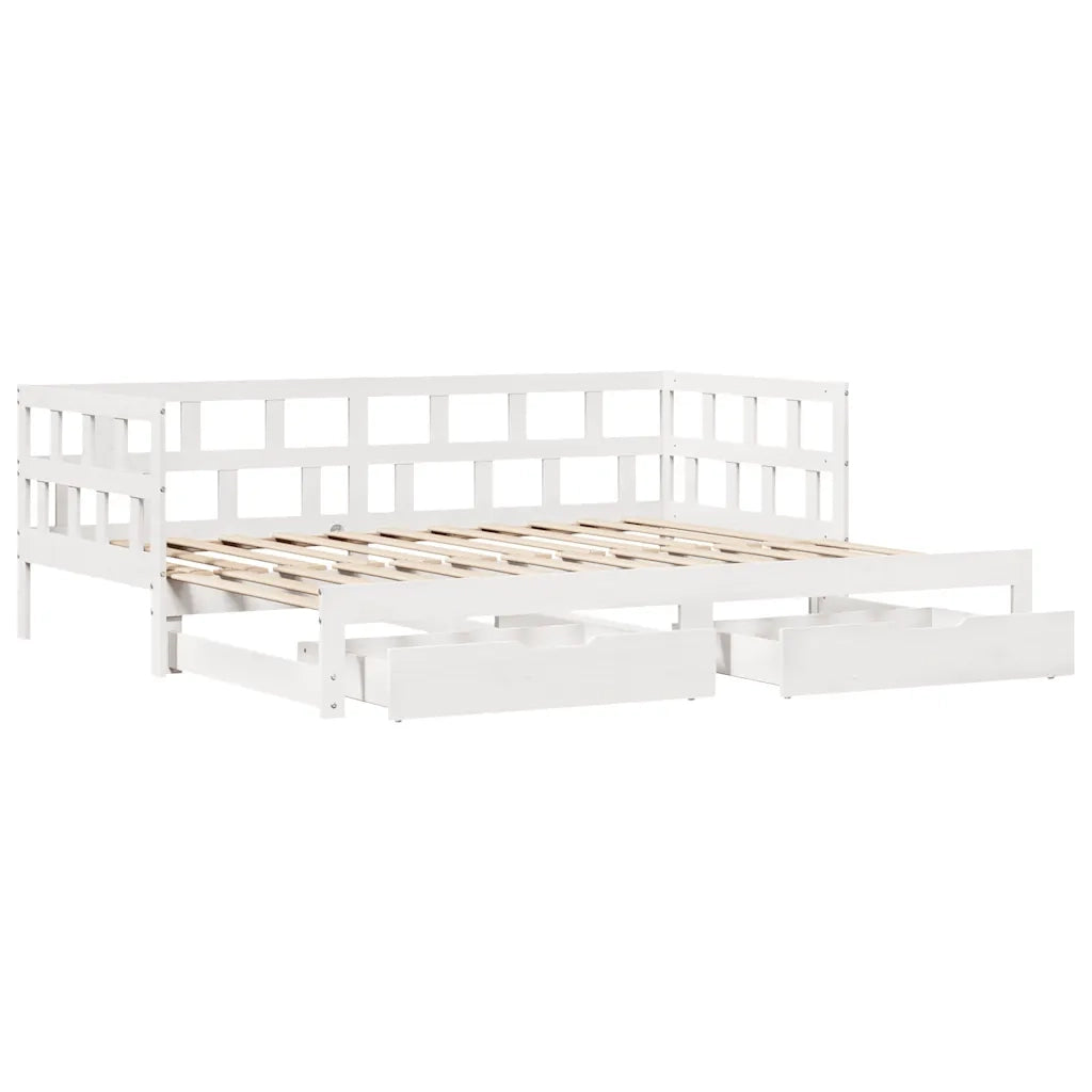 Letto Estraibile con Cassetti senza Materasso Bianco 80x200 cm