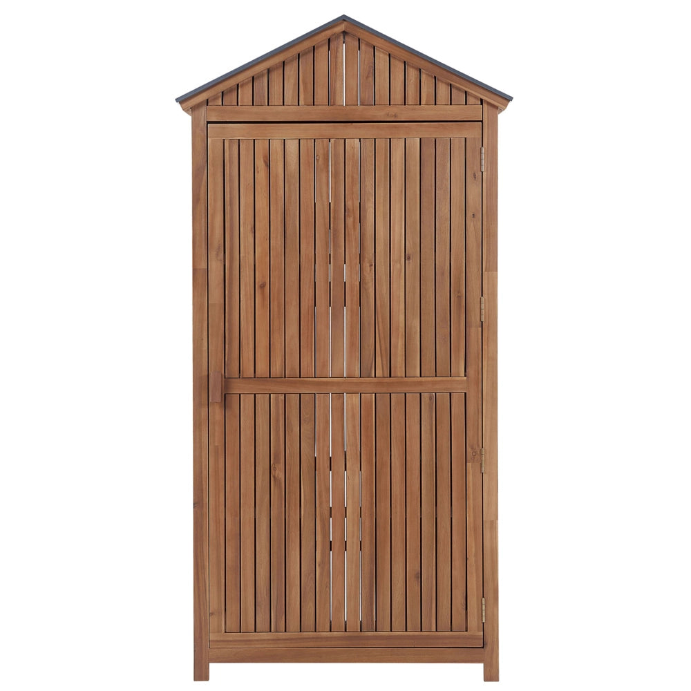 Armadio da Giardino in Legno di Acacia 200 x 100 cm Casetta per Attrezzi da Esterno con Ripiani