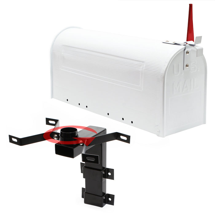 Cassetta postale americana a parete in acciaio zincato bianco con supporto di montaggio