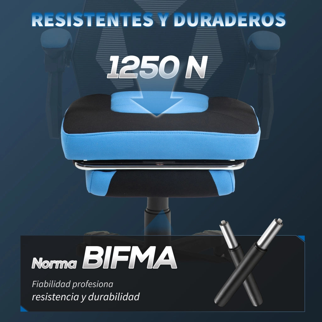 Sedia Gaming con Poggiapiedi ¨C Xylo ¨C Regolabile Schienale Reclinabile 135¡ã Blu e Nero