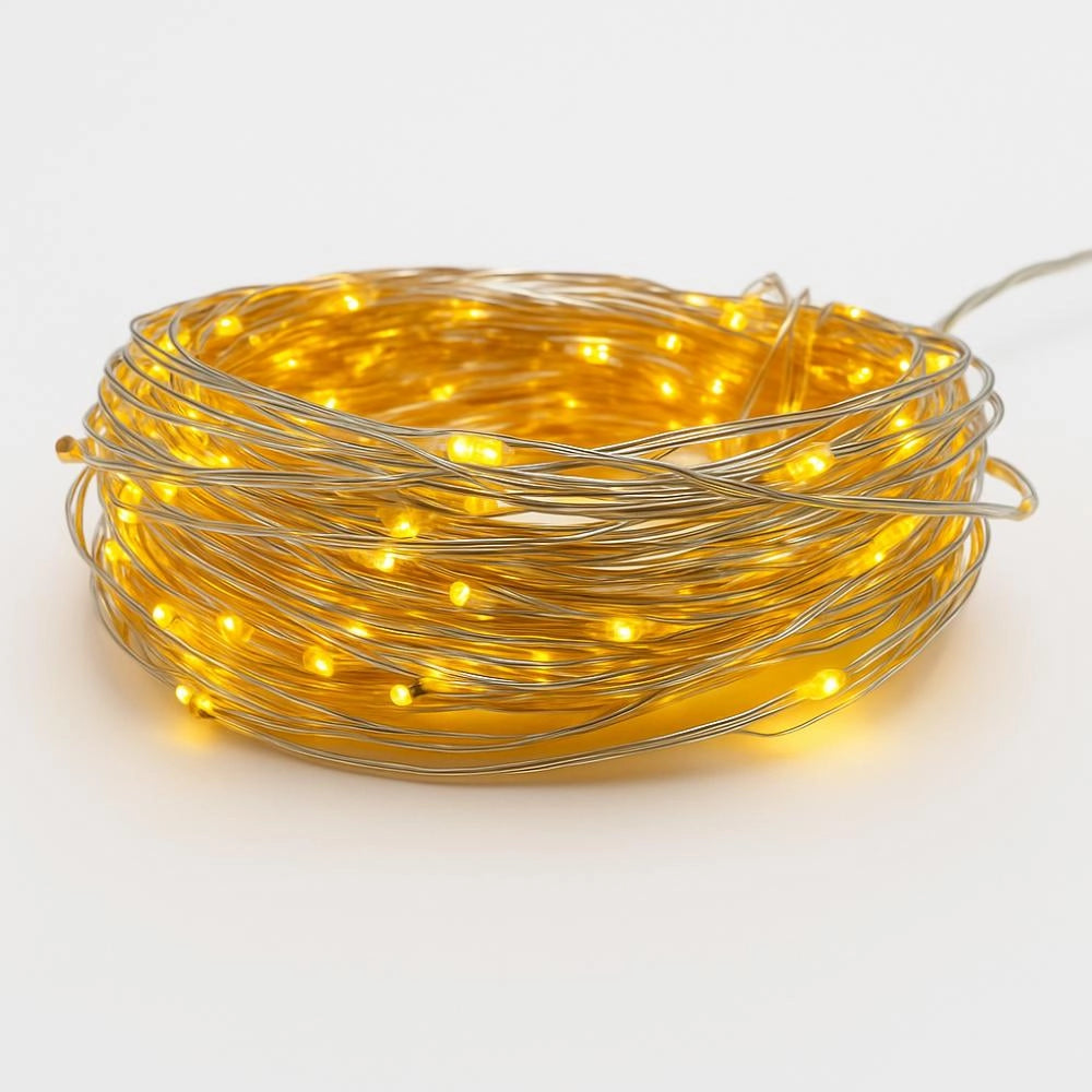 Serie Luci 180 Nano Led Luce Calda da 5 metri a Batteria per Natale Eventi Matrimoni D2877