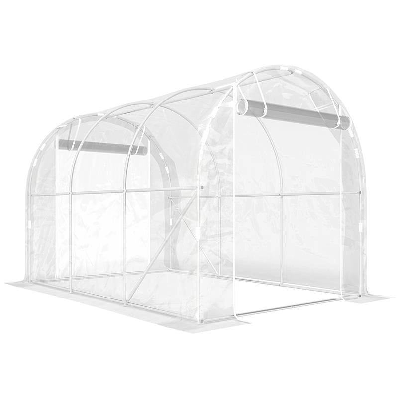 SERRA A TUNNEL 2X3X2 M CON PORTE AVVOLGIBILI, TELAIO IN ACCIAIO E COPERTURA IN PE ANTI-UV, TRASPARENTE