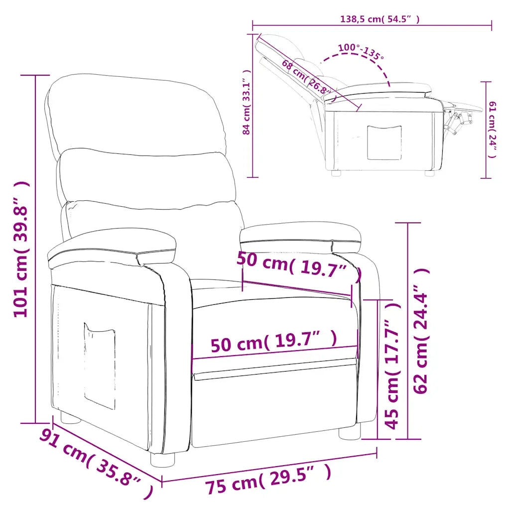 Poltrona Reclinabile in Tessuto Marrone 344894
