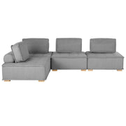 Divano Angolare Tessuto Poliestere Grigio 300 x 200 cm Imbottito 4 Posti Modulare A Forma Di L Scandinavo Moderno