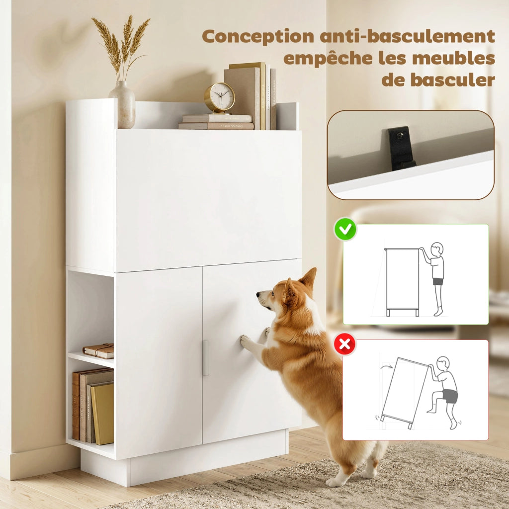 Scrivania per computer ¨C zephmum ¨C 80x30x128 cm, bianco