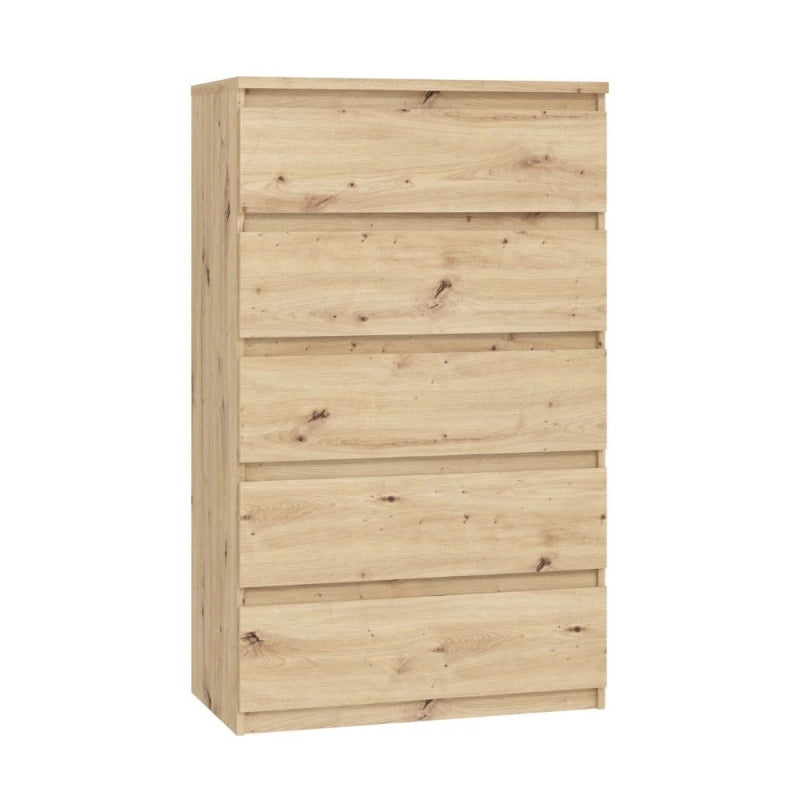 Cassettiera Morgan 5 cassetti 77.2 x 42.2 x H 128.1 cm colore rovere