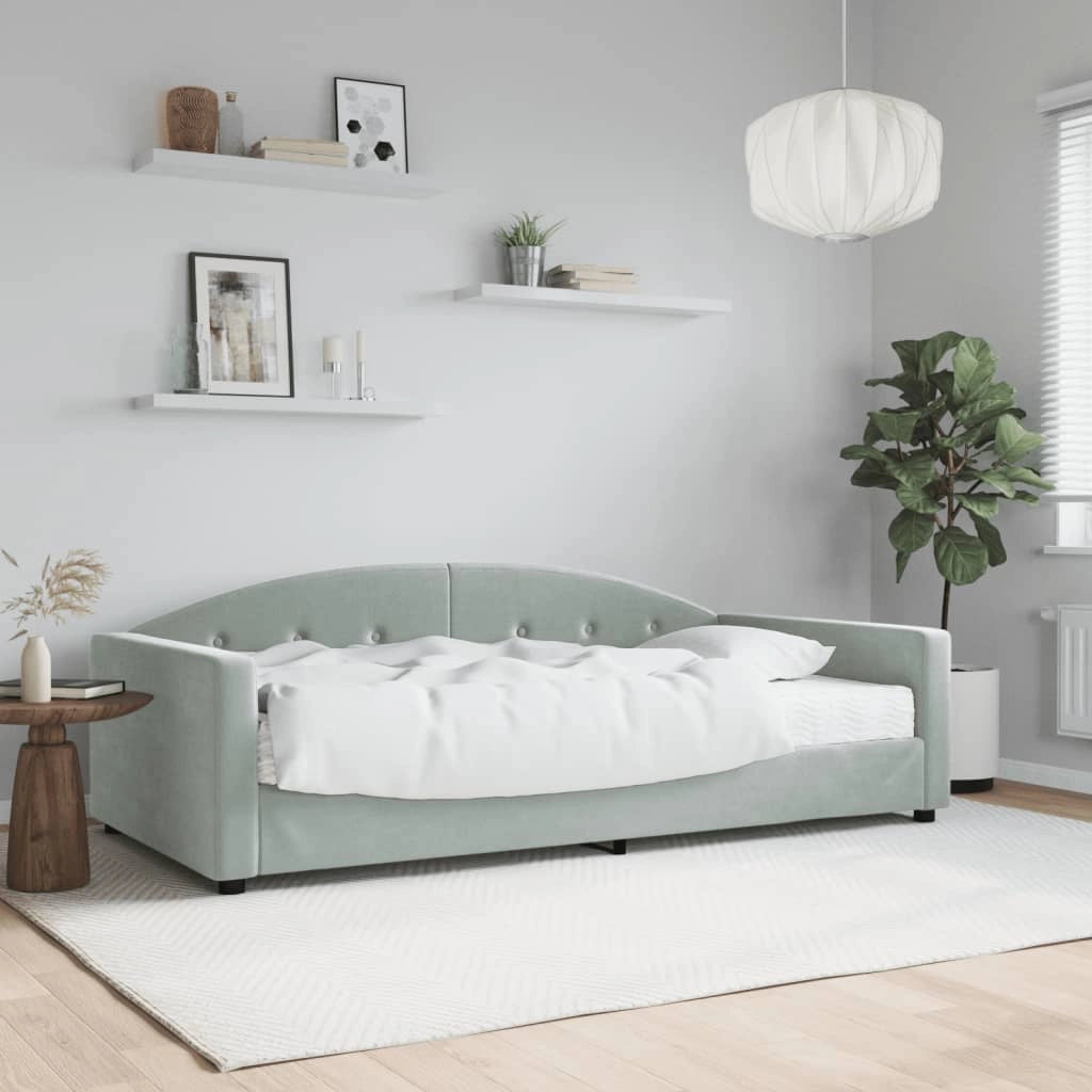 Divano Letto con Materasso Grigio Chiaro 100x200 cm in Vellutocod mxl 107315