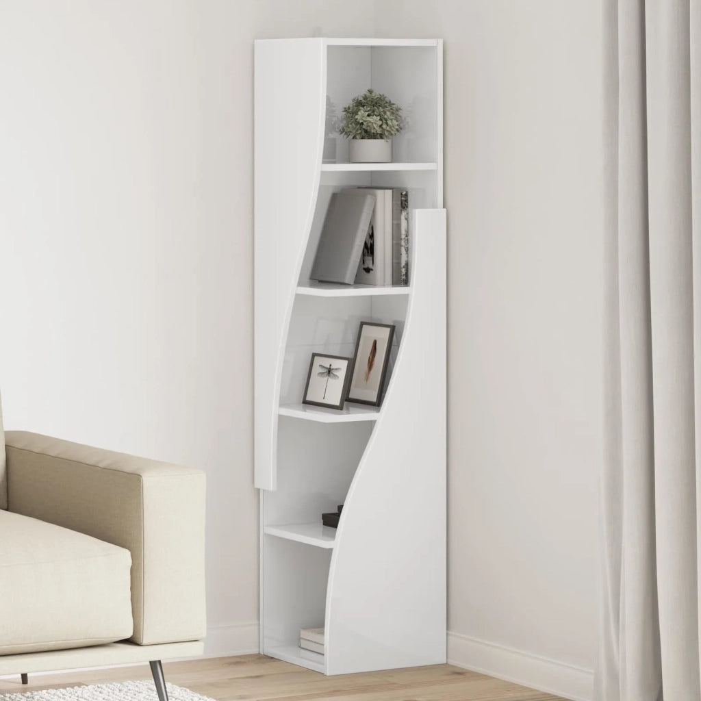 Mobile angolare 32x32x140cm Legno ingegnerizzato Bianco Lucido 889879
