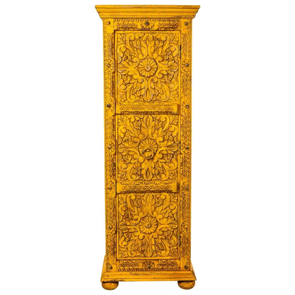 Armadio in legno fatto a mano giallo 53x40x149h