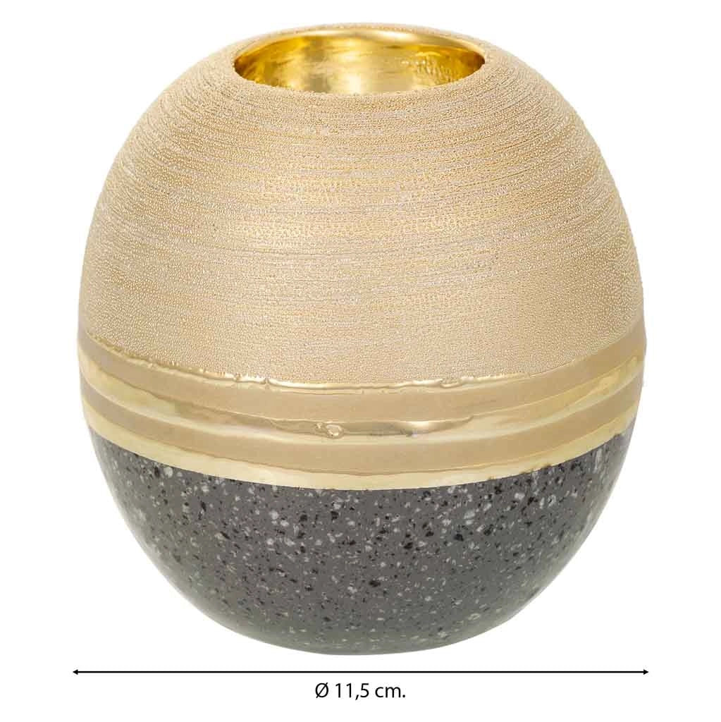 Portacandele in ceramica dorata 11,5x11,5x11,5h