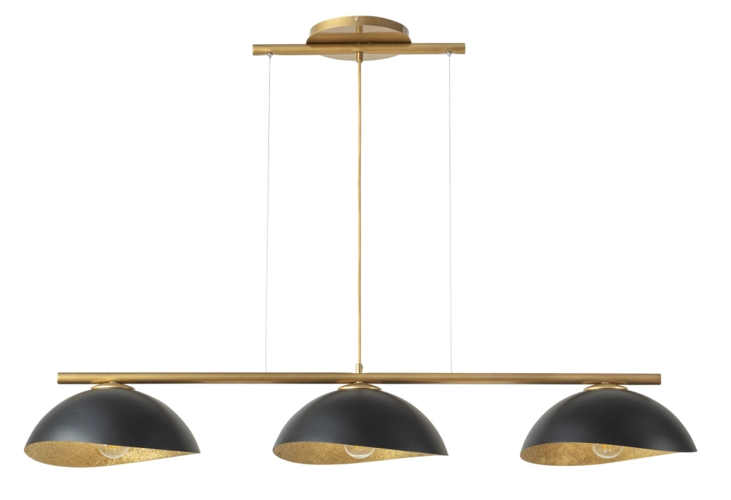 Lampada sospesa Sigma Solar 3 luci E27 oro/nero design
