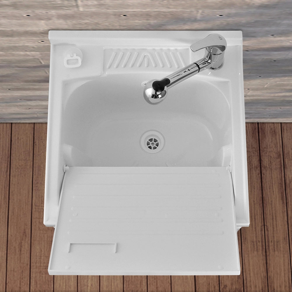 Mobile Lavatoio in Kit 50x50 cm con Vasca in Resina colore Bianco
