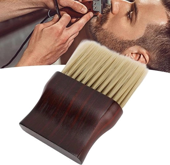 Borsetto per pulizia capelli con manico in legno massello e setole morbide per parrucchieri - forma piatta con funzione di pulizia con setole spezzate