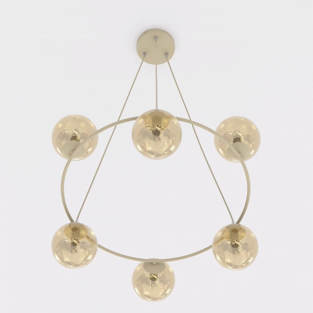 Lampada a sospensione AZURA 6xE14 vetro beige Emibig