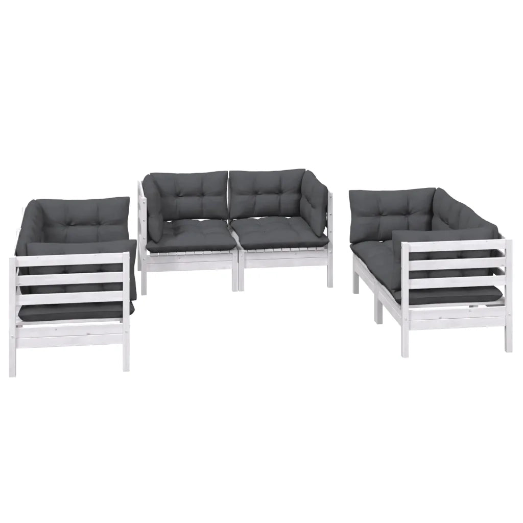 Set Salotto da Giardino 6 pz con Cuscini Legno Massello di Pino 3096245