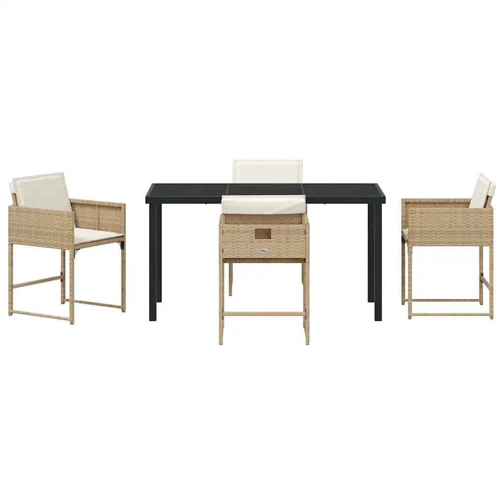 Set da Pranzo per Giardino 5 pcs Beige polyrattan 3380730