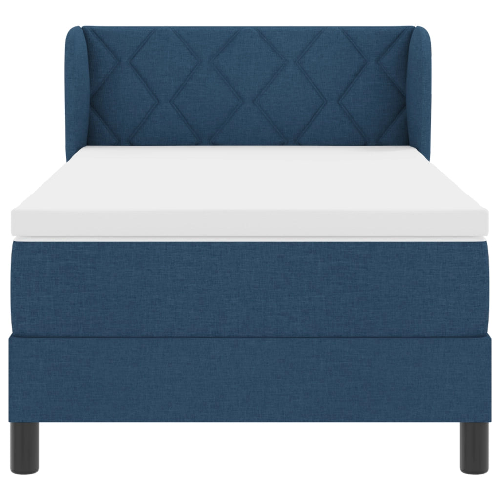 Letto a Molle con Materasso Blu, 100x200 cm, Tessuto