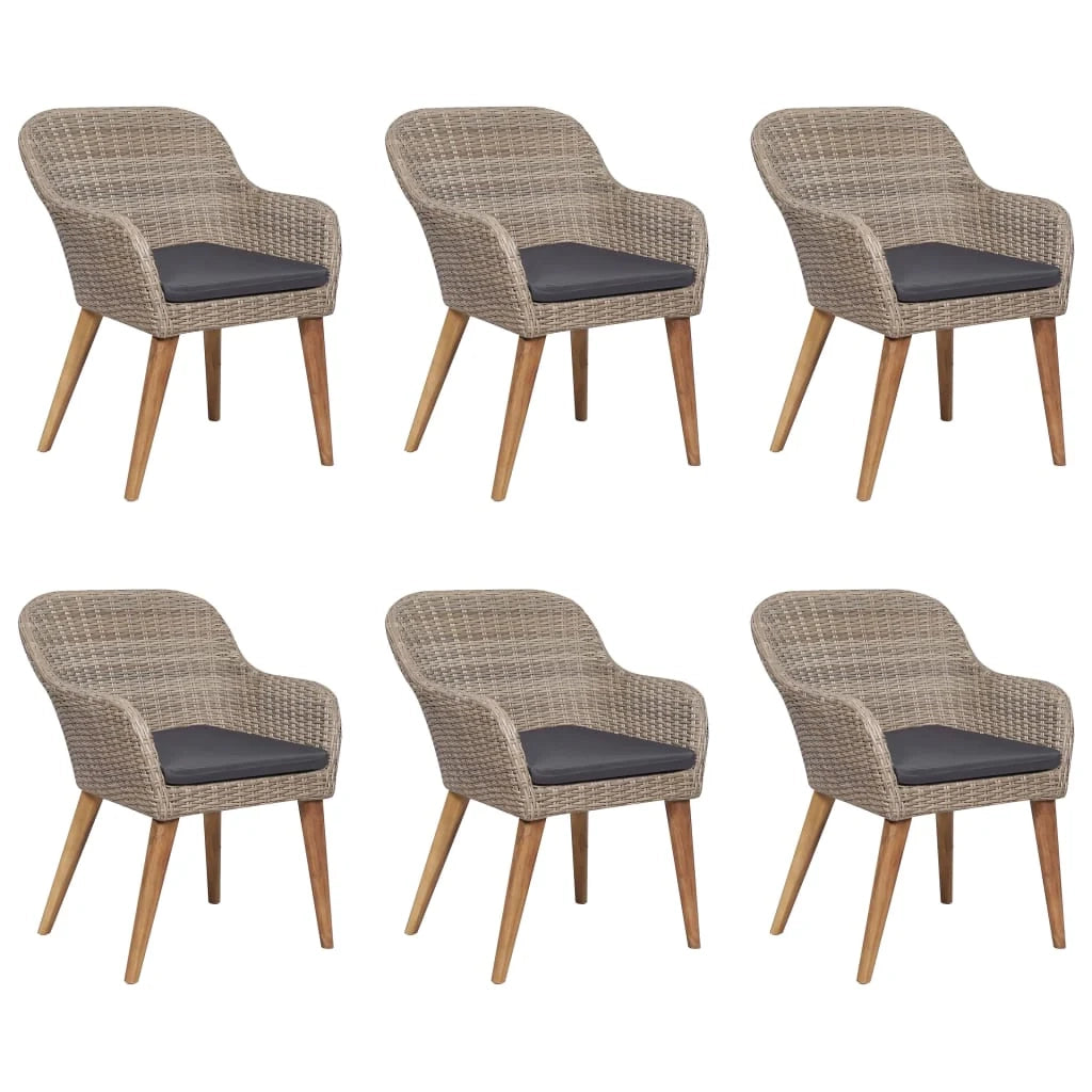 Set da pranzo da esterno 7 pezzi resina di vimini marrone mobili da giardino 02_0014385