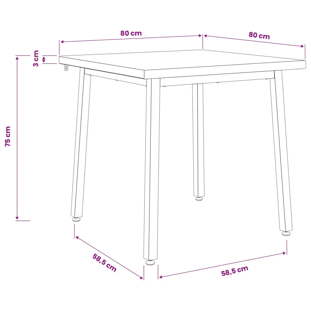 80 x 80 x 75 cm Legno di Acacia Massello Naturale e Caffè 937617
