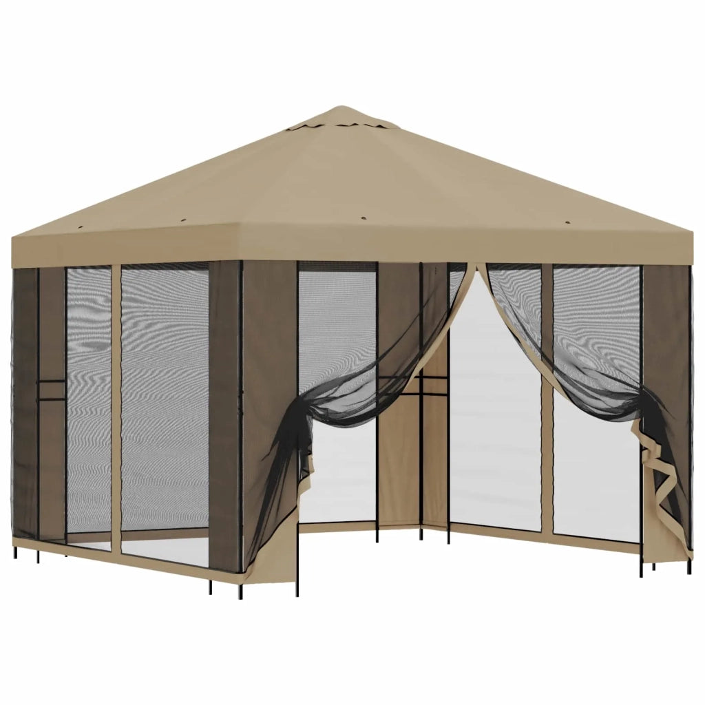 Gazebo | Pergolato da giardino con pareti laterali 3 x 3 m Beige