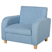 Poltrona per bambini con rivestimento in lino e gambe in legno massello ¨C ZephMum ¨C Blu 49x45x44 cm