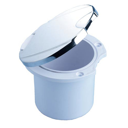 Contenitore per rubinetto con coperchio cromato