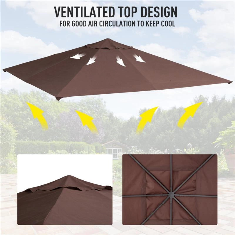 TELO TRASPIRANTE PER GAZEBO 3 X 3 MT IN COLORE CAFFÈ