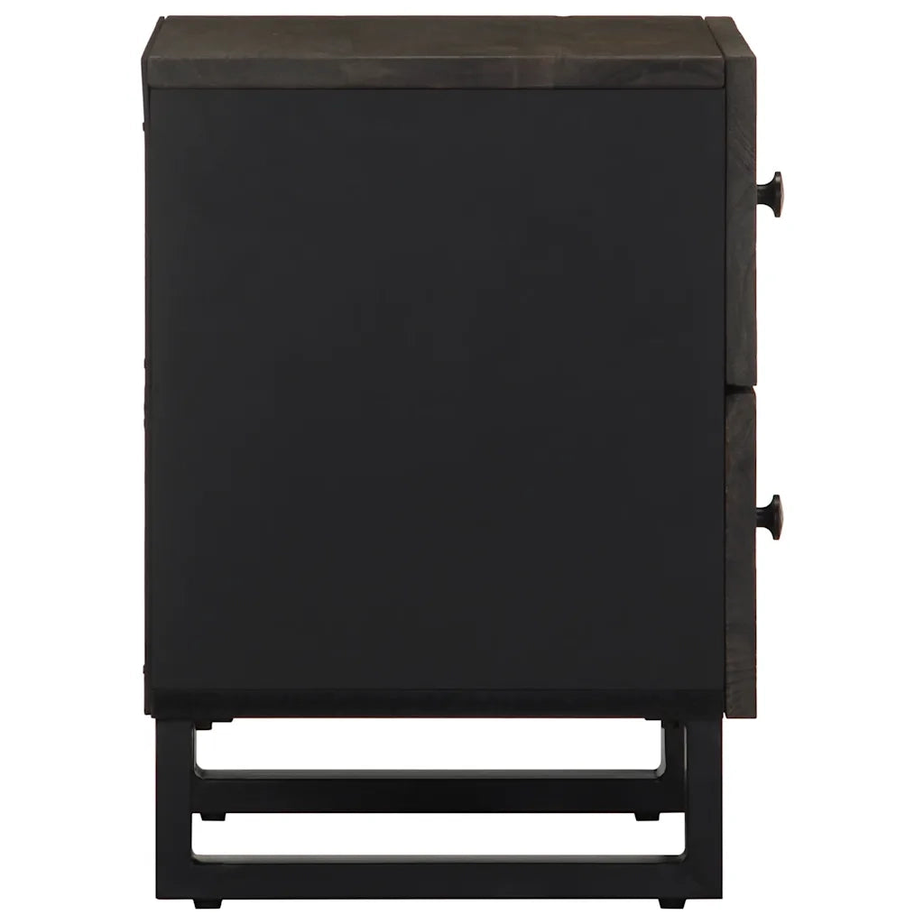 Comodino Nero 40x33x46 cm in Legno Massello di Mango 4017682