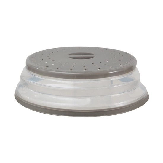 Magnetron con coperchio - piatti magnetron con coperchio - Ø 27CM trasparente grigio - coperchio magnetron pieghevole - tavolo magnetron con coperchio - scolapasta pieghevole - materiale BPA e Melamina libero - plastica