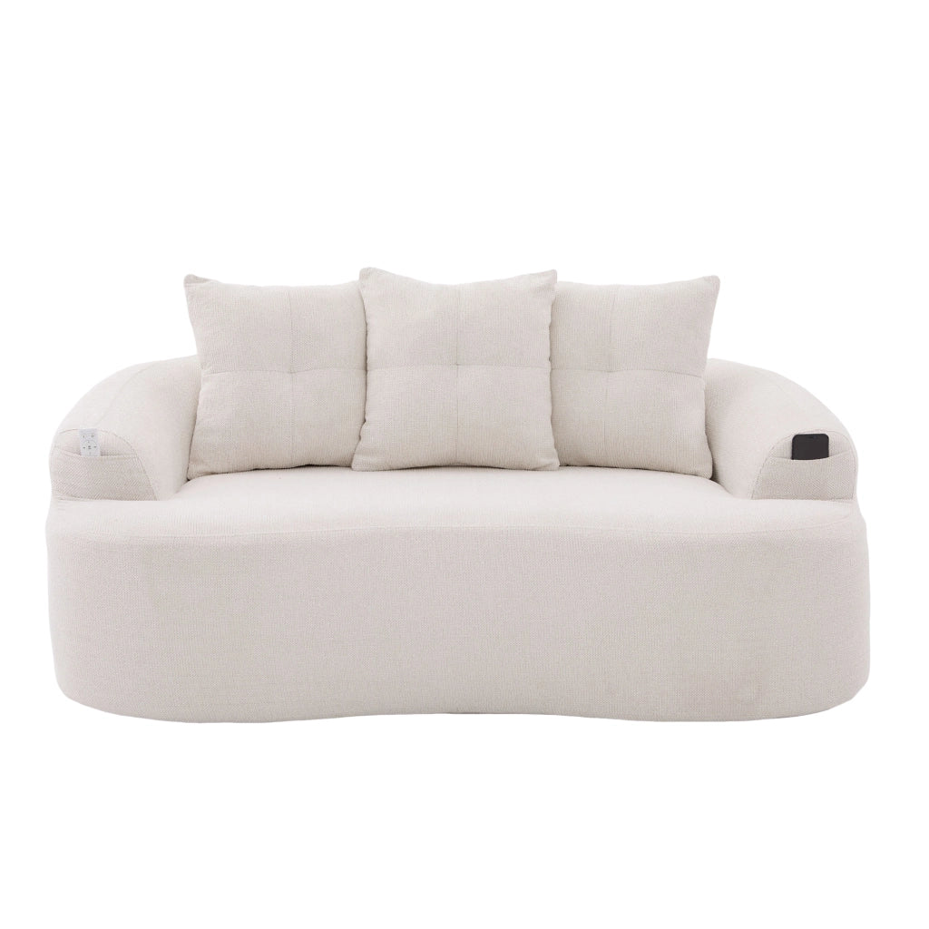 divano a 2 posti con schiuma e molle insacchettate; senza montaggio; in ciniglia beige; 164 Ã— 92 Ã— 60 cm