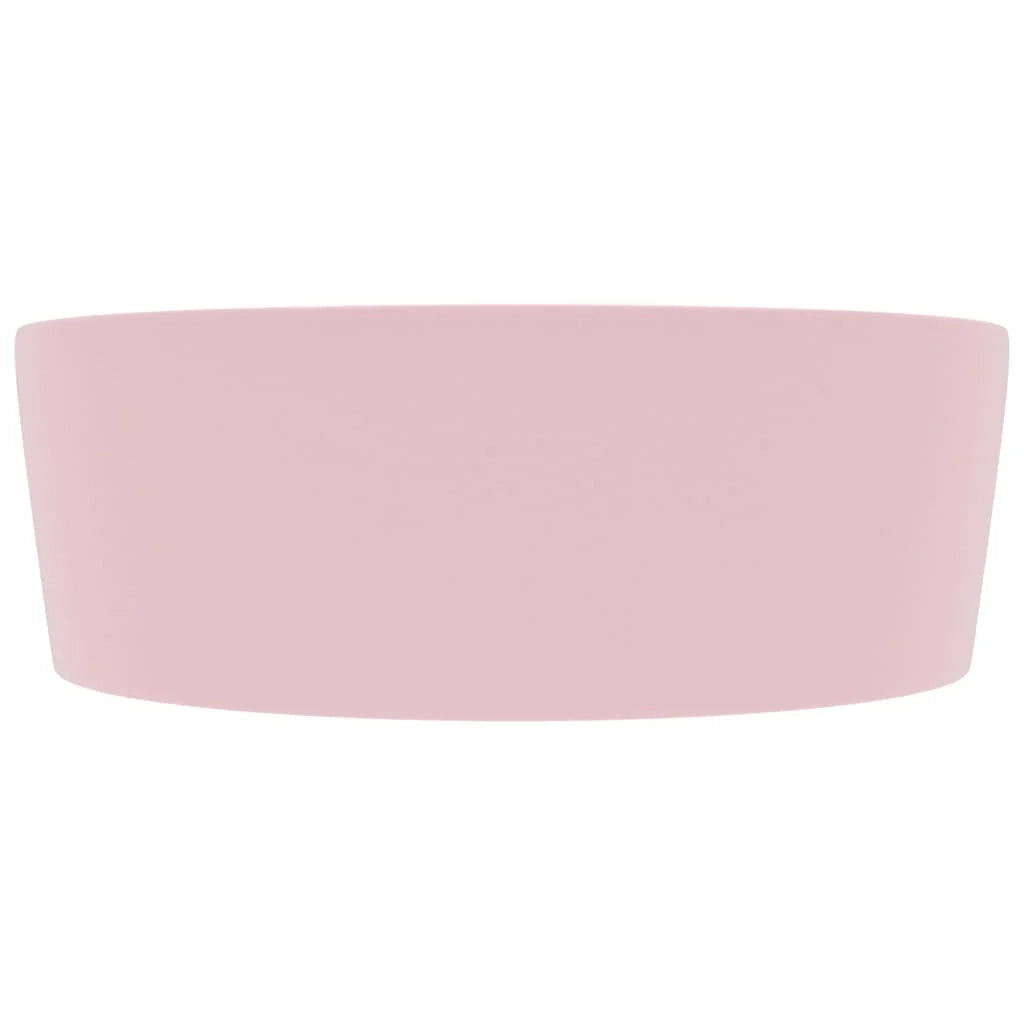 Lavabo di lusso con troppopieno lavabo da appoggio lavabo da bagno stanza da trucco casa 36x13 cm ceramica rosa opaca 02_0002774