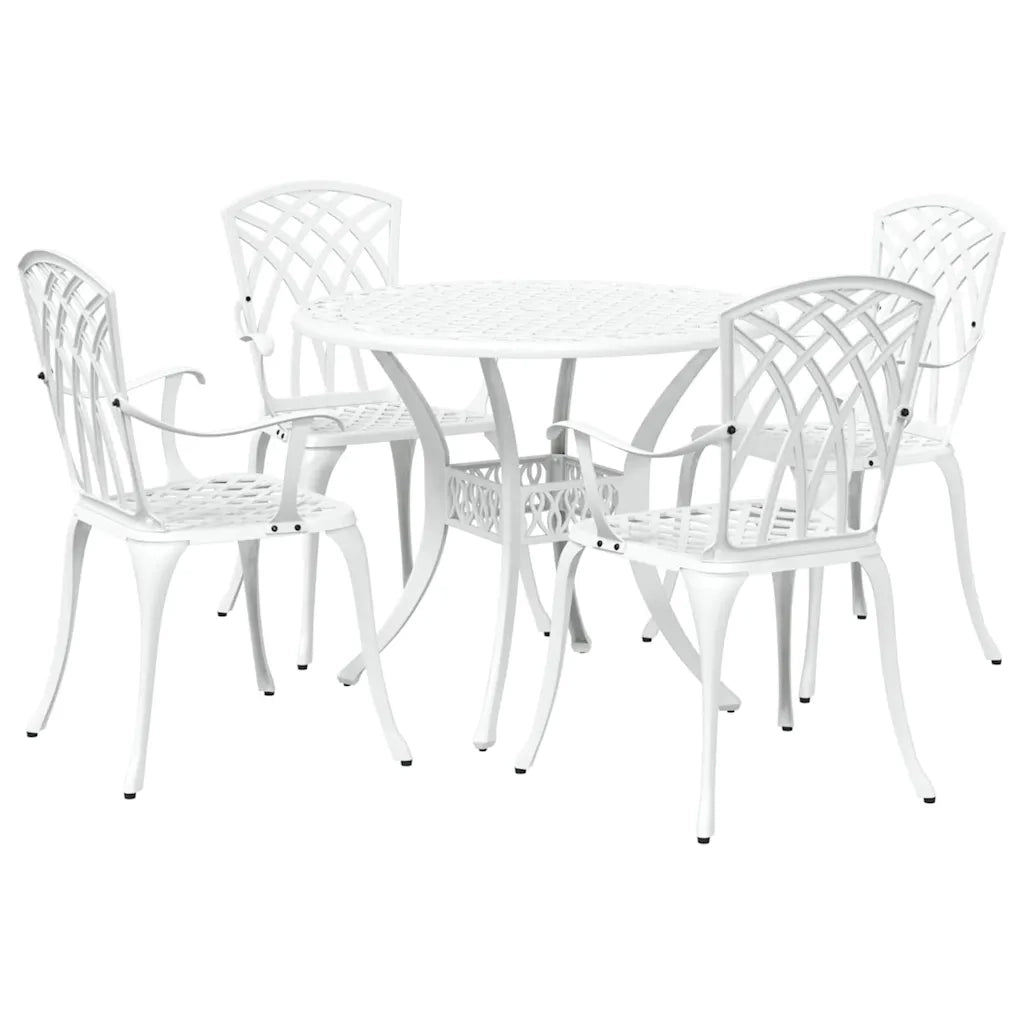 Set da Pranzo per Giardino 5 pcs Bianco Alluminio