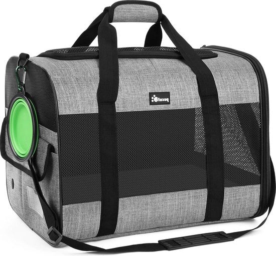 Porta per animali domestici - Portatile Borsa per gatti con apertura superiore - Telaio rimovibile - Tessuto respirante - Scatola di trasporto per gatti e cani - Grigio