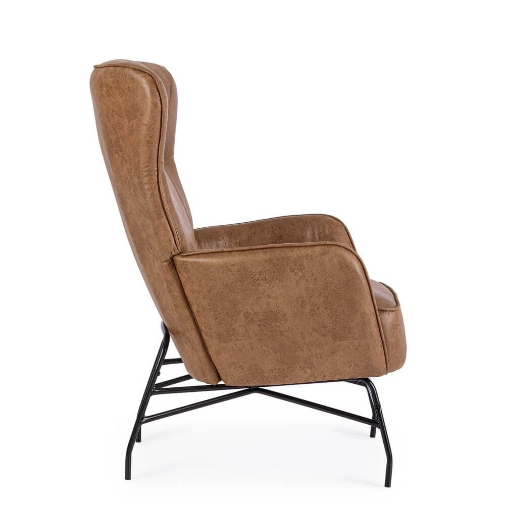 Poltrona con Braccioli in Similpelle con Gambe in Acciaio - SAVANNAH